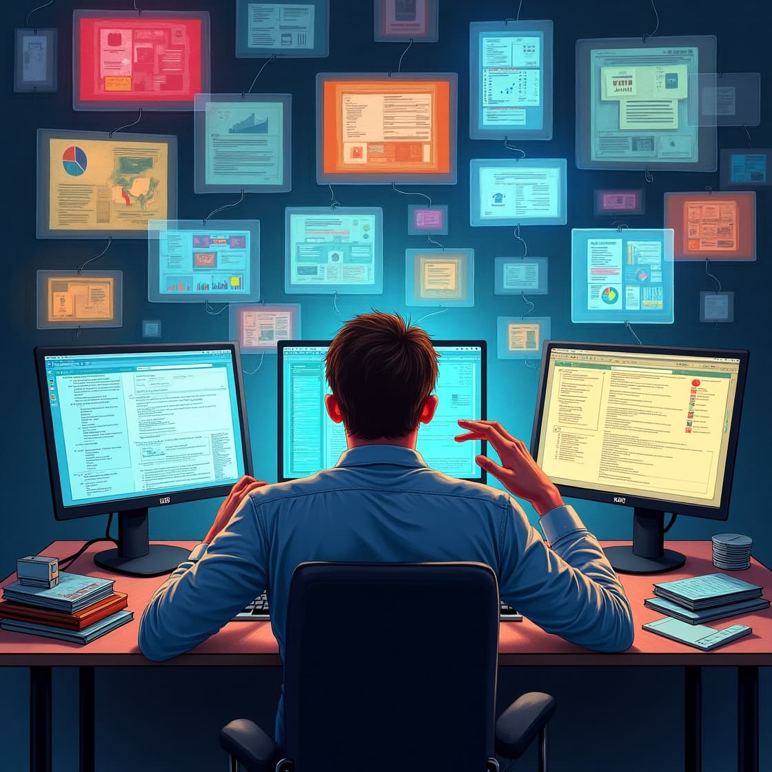 Multiple screens showing the fragmented workflow before Allora Finance